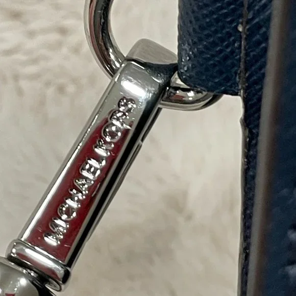 Michael Kors Jet Set Travel Large Double Zip Phone Wallet Wristlet Navy Leather - Picture 4 of 16